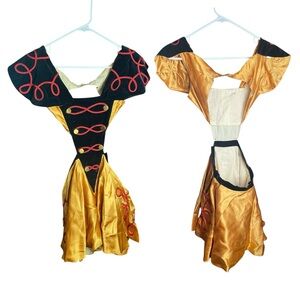 Vintage 1960s Handmade Costume Silk Velvet Gold Red Black Backless